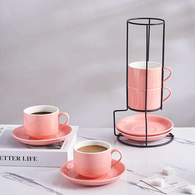 YOLIFE 8oz Porcelain Stackable Cappuccino Cups - Image 5