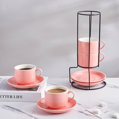 YOLIFE 8oz Porcelain Stackable Cappuccino Cups - Image 5