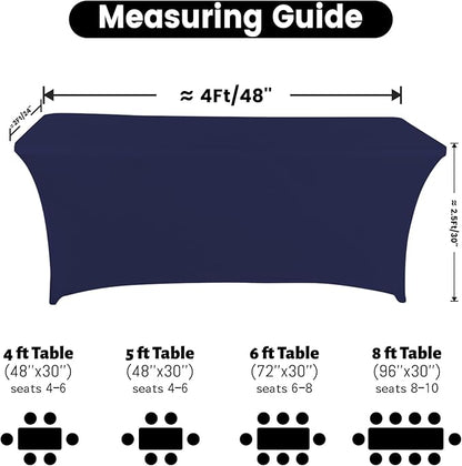 Spandex Table Cover 4 ft. Fitted Polyester Tablecloth Stretch Table Cover Table Topper Open Back - Navy