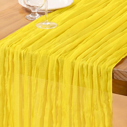 DeZerlor Lemon Yellow Cheesecloth Table Runner 1 Pack Summer Boho Runner | by DeZerlor