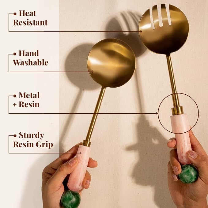 Folkulture Resin Metal Salad Servers, Salad Hands, Fruit - Image 7