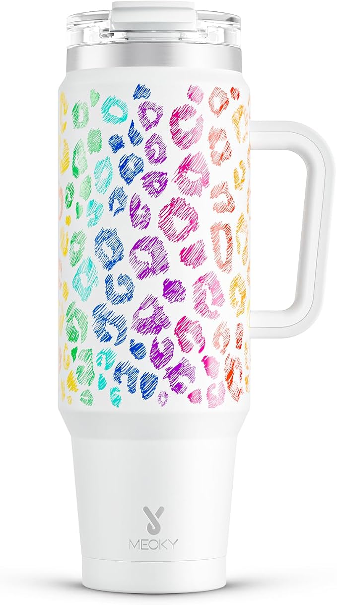 Meoky 40 oz Tumbler with Handle and Straw, Insulated Tumbler with Lid and Straw by MEOKY