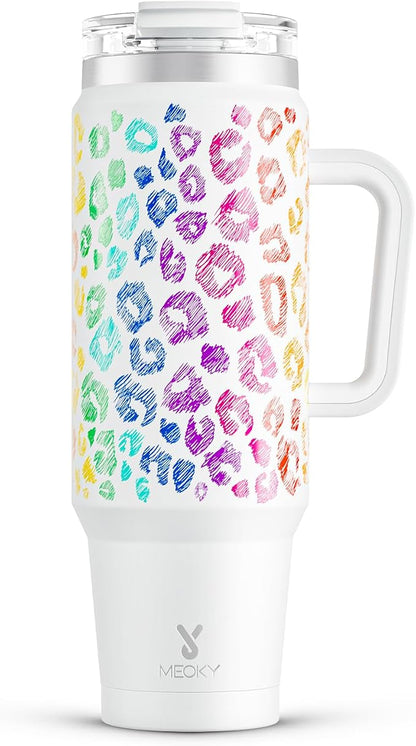 Meoky 40 oz Tumbler with Handle and Straw, Insulated Tumbler with Lid and Straw by MEOKY
