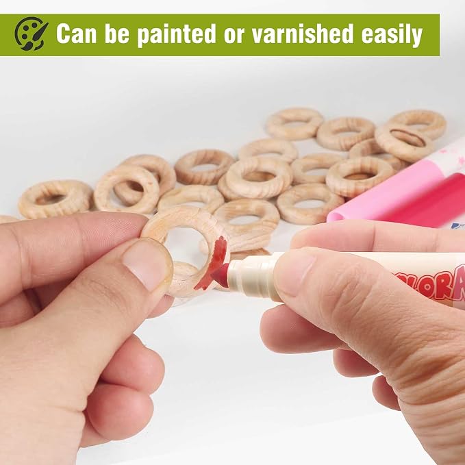 FoDau770 5pcs Natural Beech Wooden Rings, Unfinished Solid Wood Rings Heavy - Image 6