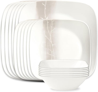 Corelle Vitrelle 18 Piece Glass Dinnerware Sets Rectangular Square Plate and by Corelle