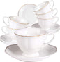 Guangyang 12 Pieces Tea Cup set Fine Porcelain 6oz Cup and Saucer set of 6 by HOME