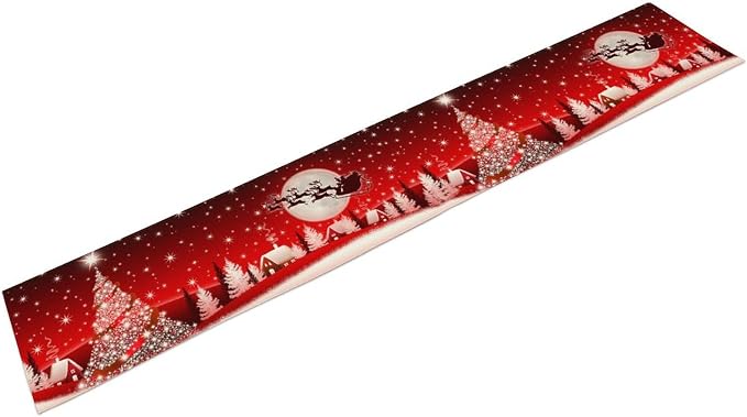 Merry Christmas Table Runner Red Snowflakes, Xmas Ball Ornaments Snow Red Table - Image 7