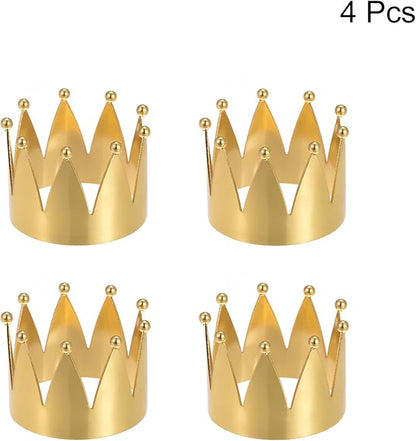 uxcell Metal Napkin Rings Set of 4, Crown Shape Napkin Ring Holder Buckle for Dining Table Decorations Wedding Birthday Holiday Party, Gold Tone