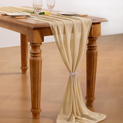 Champagne Chiffon Table Runner Summer Boho Wedding Birthday Party Decor | 10ft - Image 4
