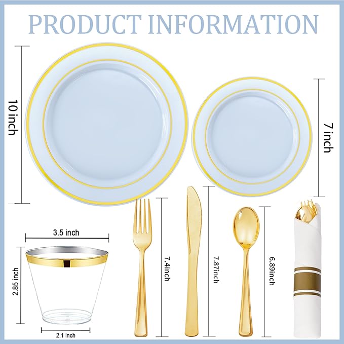 175PCS Blue Plates Disposable - Image 9