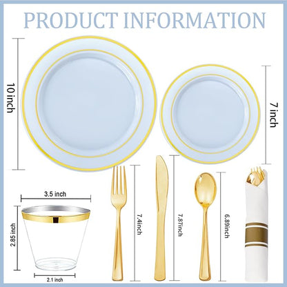 175PCS Blue Plates Disposable - Image 9