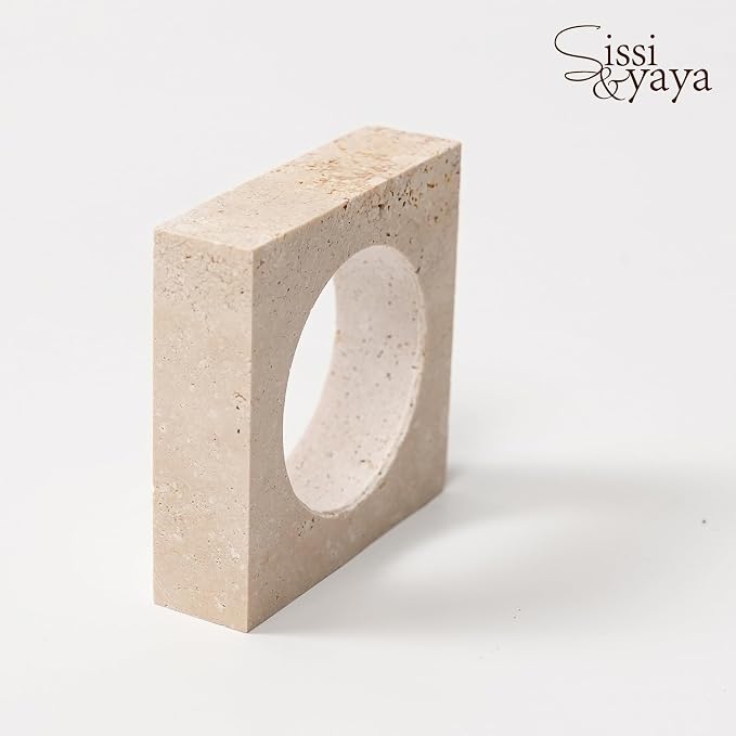 Natural Beige Travertine Napkin Ring - Image 5