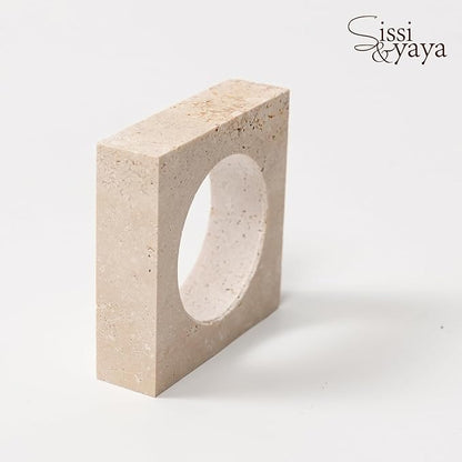 Natural Beige Travertine Napkin Ring - Image 5