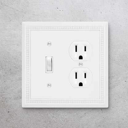Henne Bery Sunken Pearls Heavy Duty Decorative Wall Plate Switch Plate Outlet Cover (Toggle/Duplex, White)