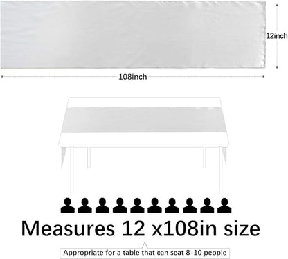 Silver Satin Table Runners 10 Pack 12x108 inch Silk Smooth Fabric | Bright - Image 3
