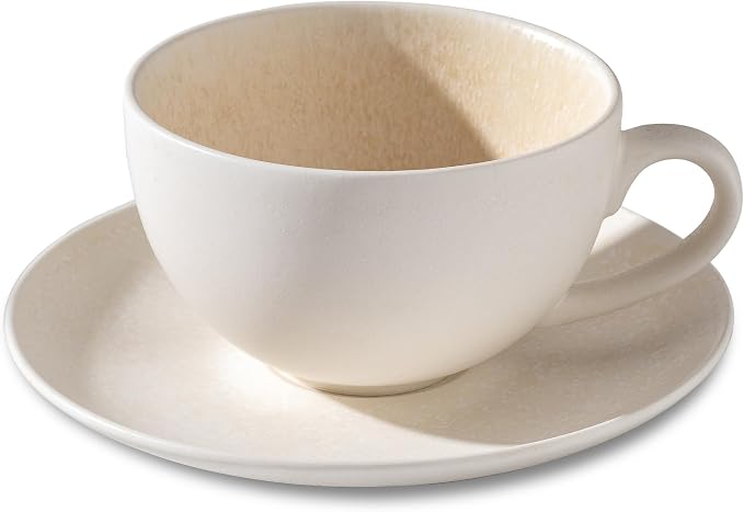 Ceramic Latte Art Mug With Saucer - 10 oz by Tvvtuww