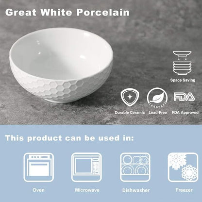 Buyajuju Cereal Soup Bowls, 20 Ounce White Bowls Set Porcelain Bowls - Image 3