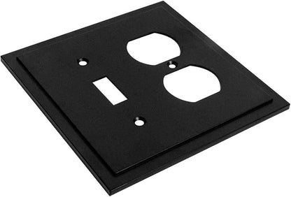 Modern Edge Decorative Wall Plate Switch Plate Outlet Cover, Durable Solid Zinc Alloy (Toggle/Duplex, Matte Black)
