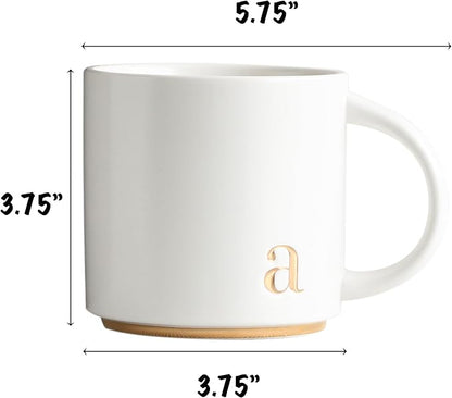 COLLECTIVE HOME Ceramic Coffee Mug, 15 oz Monogram Cup - Image 3