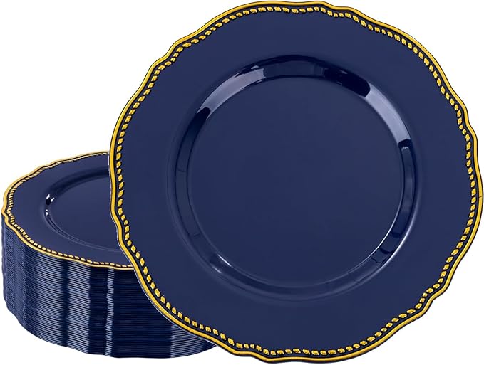 60pcs Blue Plastic Plates by Hioasis