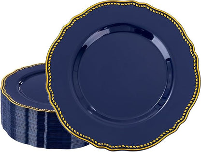 60pcs Blue Plastic Plates by Hioasis