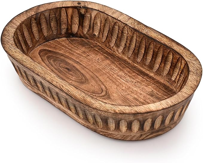 Decorative Bowl Mango Wood for Home Decor, Unique Centerpiece Bowl, by KaizenCasa