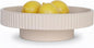 JUPTR 12” Fluted Concrete Fruit Bowl – Heavyweight Pedestal Decorative Bowl for Table Centerpiece, Entryway Catch-All & Modern Home Décor (Beige)