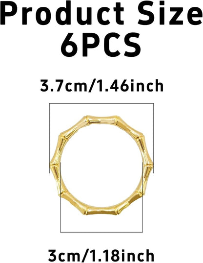 pson 6Pcs Bamboo Knuckles Style Napkin Rings - Image 2