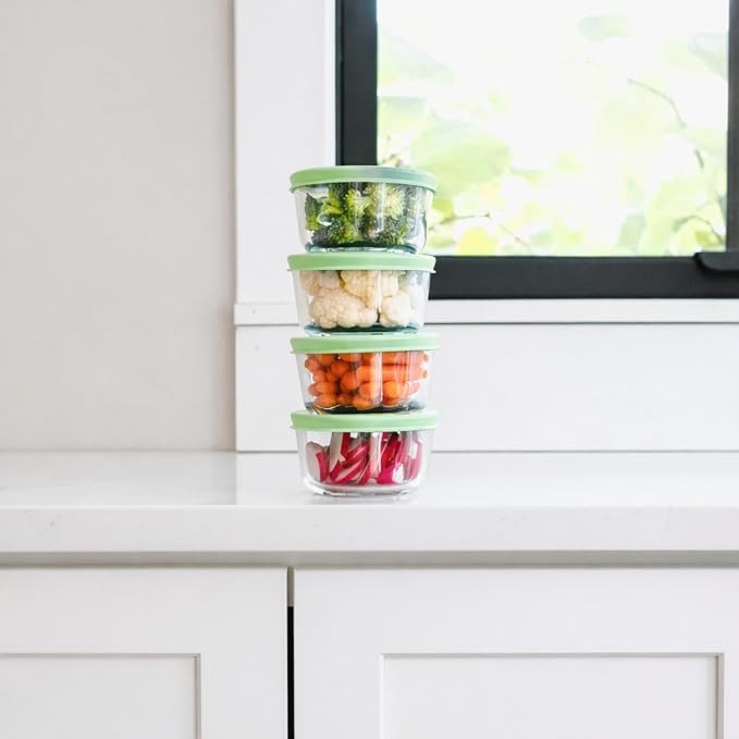 8-Piece Glass Food Storage Containers Set | 1-Cup, Leakproof | Microwave - Image 3