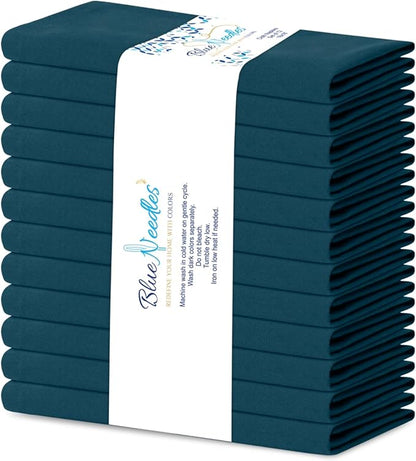 Blue Needles Solid Cloth Napkins Set of 12 Crystal Teal 100% Cotton Dinner Napkins 18x18 inches - Soft, Reusable, Absorbent & Washable Linen, Ideal for Wedding Events, Parties & Everyday Use