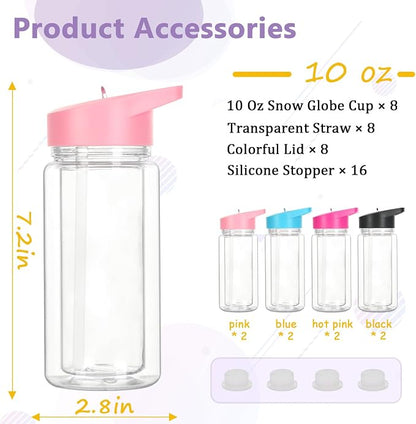 8 Pack 10 Oz Plastic Snow Globe Tumbler - Image 6
