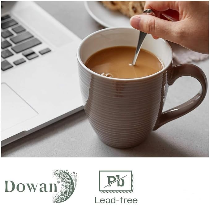 DOWAN Coffee Mugs, 17 Oz Coffee Mug Set of 6, Corrugated Tea Mugs - Image 6