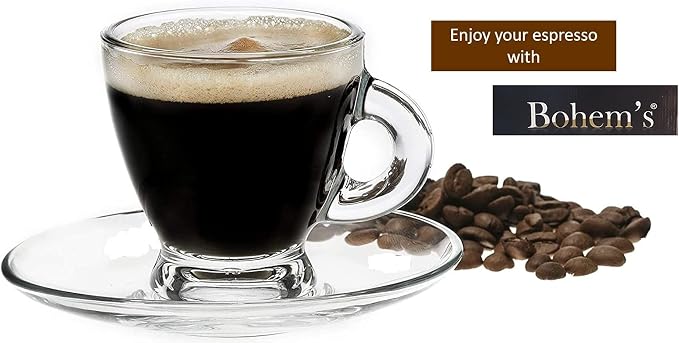 BOHEM'S Espresso Cups, 3.2 oz Small Demitasse Clear Glass Espresso Drinkware - Image 7
