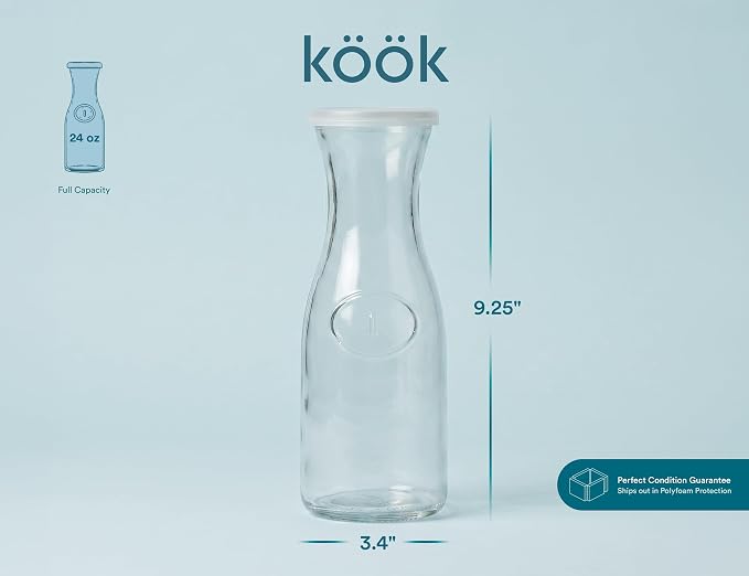 Kook Mini Glass Carafes with Lids, Small Beverage Pitchers - Image 7