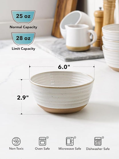 LE TAUCI Cereal Bowls Set of 4, Ceramic Soup Bowl 28 oz, Stoneware Kitchen Bowl - Image 5
