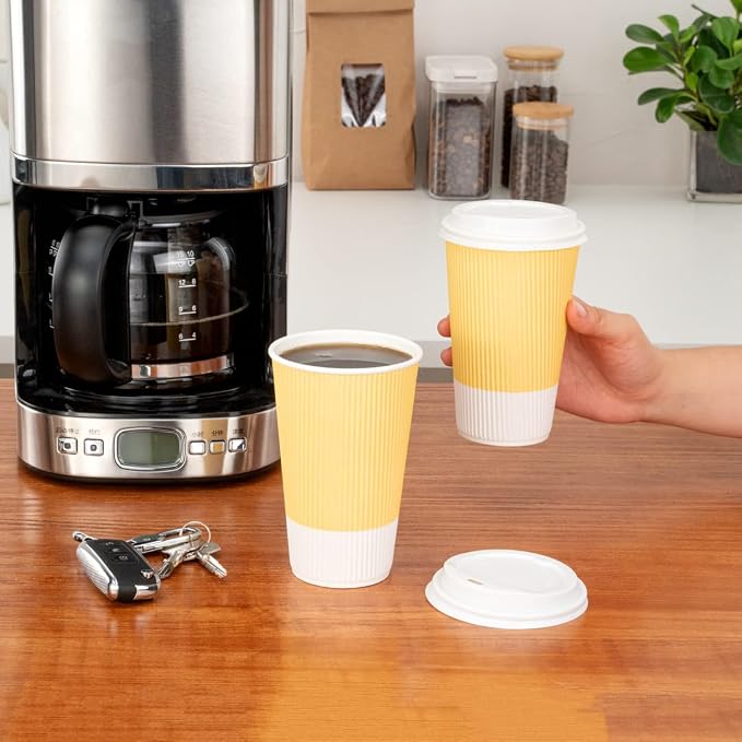 Restaurantware 16 Ounce Double Wall Disposable Coffee Cups, 500 Insulated Light - Image 12