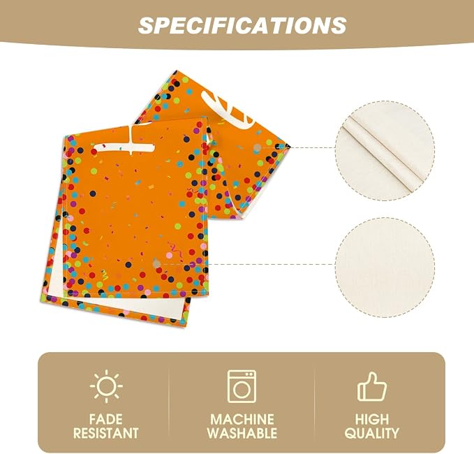 Artoid Mode Polka Dot Orange Happy Birthday Table Runner, Seasonal Fall - Image 5