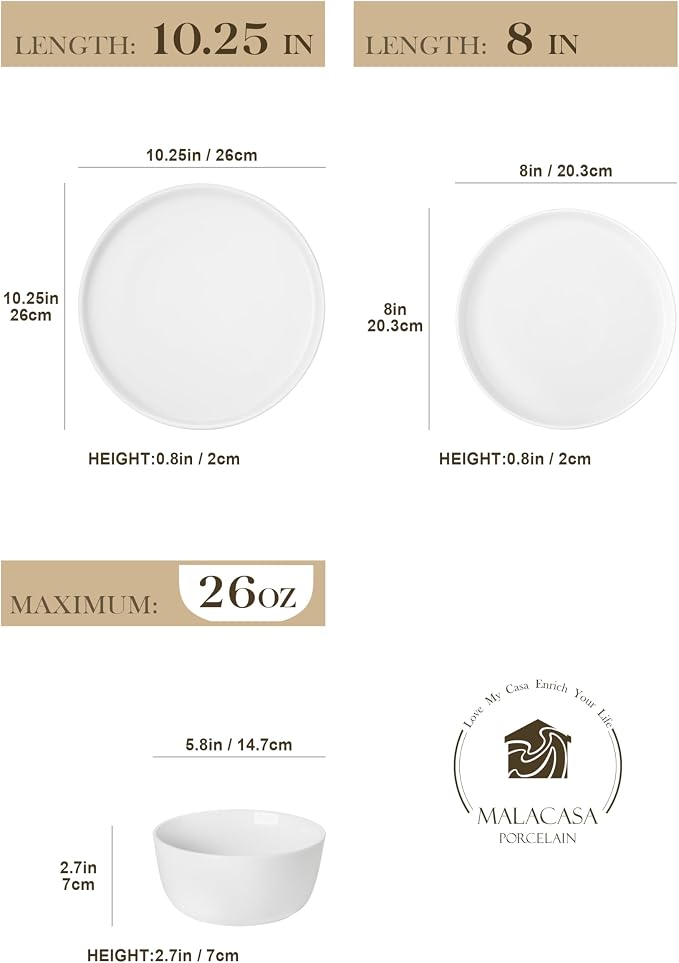 MALACASA 24-Piece Dinnerware Set - Image 2