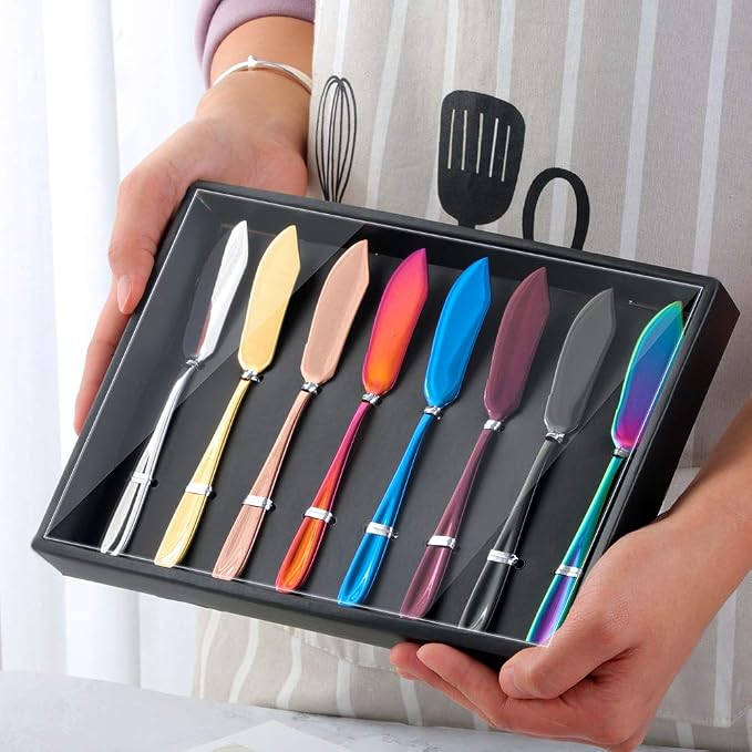 Buyer Star Butter Knives, 18/10 Stainless Steel 6.10 Inch Multicoloured Cheese - Image 2