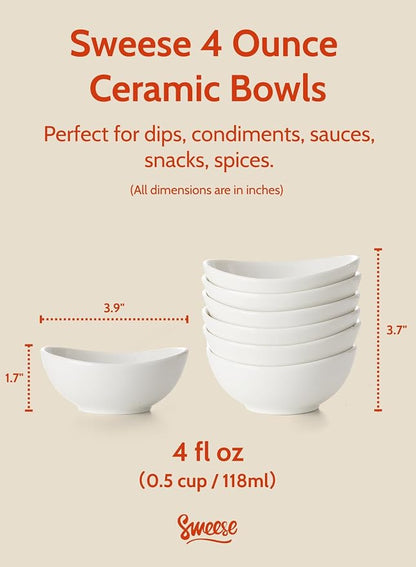 Sweese 4 oz Very Small White Porcelain Bowls - Image 2