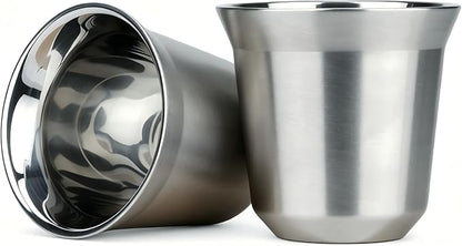 RECAPS 80ml Stainless Steel Espresso Cups Set | 2 Pack Double Wall 304 by RECAPS