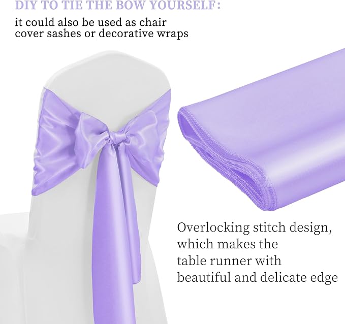 12 Pack Lavender Satin Table Runner 12 x 108 Inch Long Premium Table Runners - Image 4