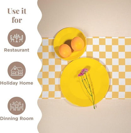 Folkulture Fall Table Runner 90 Inches Long | Yellow Checkered | Table Runner - Image 6