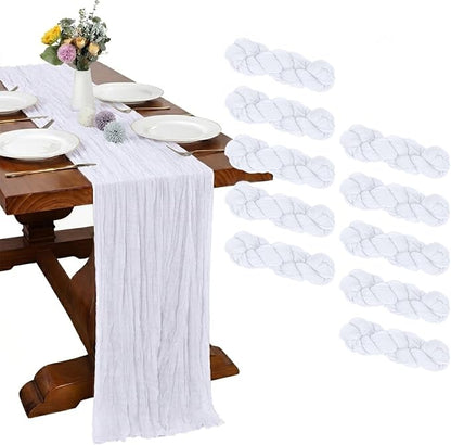 10 Pack White Cheesecloth Table Runner 17 x 108 Inch | Boho Gauze Fabric by RestfulGlow