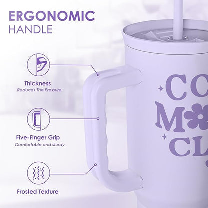SANDJEST Gift for Mom - Cool Mom Club Stainless Steel Tumbler with Handle, Travel Coffee Mug for Moms - Gifts for Birthday Christmas Mothers Day, 40oz