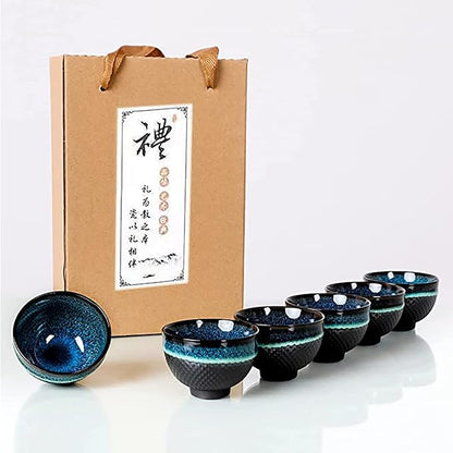 Chinese Ceramic Kung Fu Tea Set of 6, Japanese Tea Cup, Sake Cup, Ceramic Tea by Puoyikt