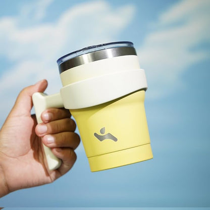 Konokyo 10 oz Tumbler with Handle and Straw, Insulated Travel Mug | Lemon; - Image 5