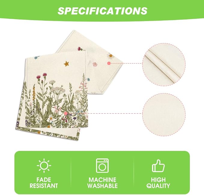 Artoid Mode Antique Herbs and Wild Flowers Spring Table Runner, Summer Fall - Image 5