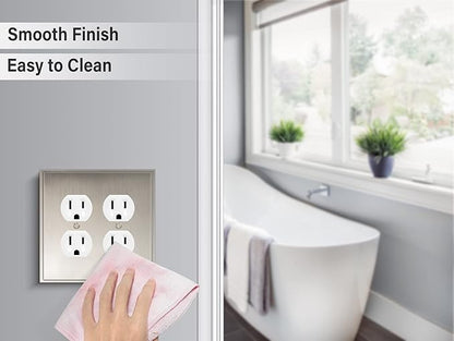 Henne Bery Soft Modern Decorative Wall Plate Switch Plate Outlet Cover (Double Duplex, Satin Nickel)