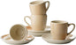 famiware 3oz Espresso Cups and Saucers, Honey Beige | Ceramic Small Coffee Mug by Famiware